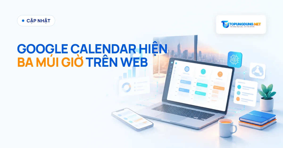 Google Calendar hiện ba múi giờ trên web, hết cảnh tự quy đổi