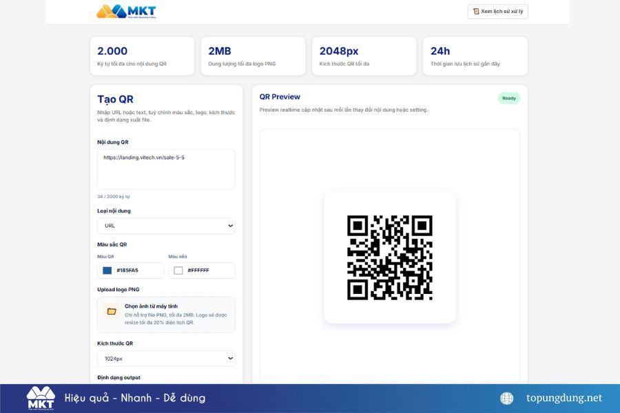 Tạo QR code từ link